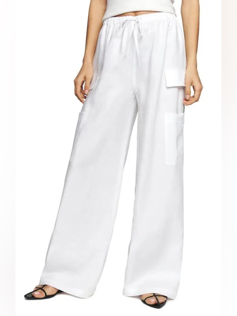 Reformation Petites Ethan Linen Pant - White - L